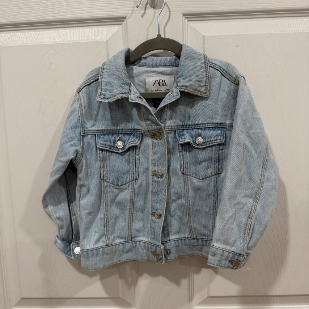 Zara Disney Minnie Mouse Kids Denim Jacket Light Wash Blue Size 4-5 Years 110cm
